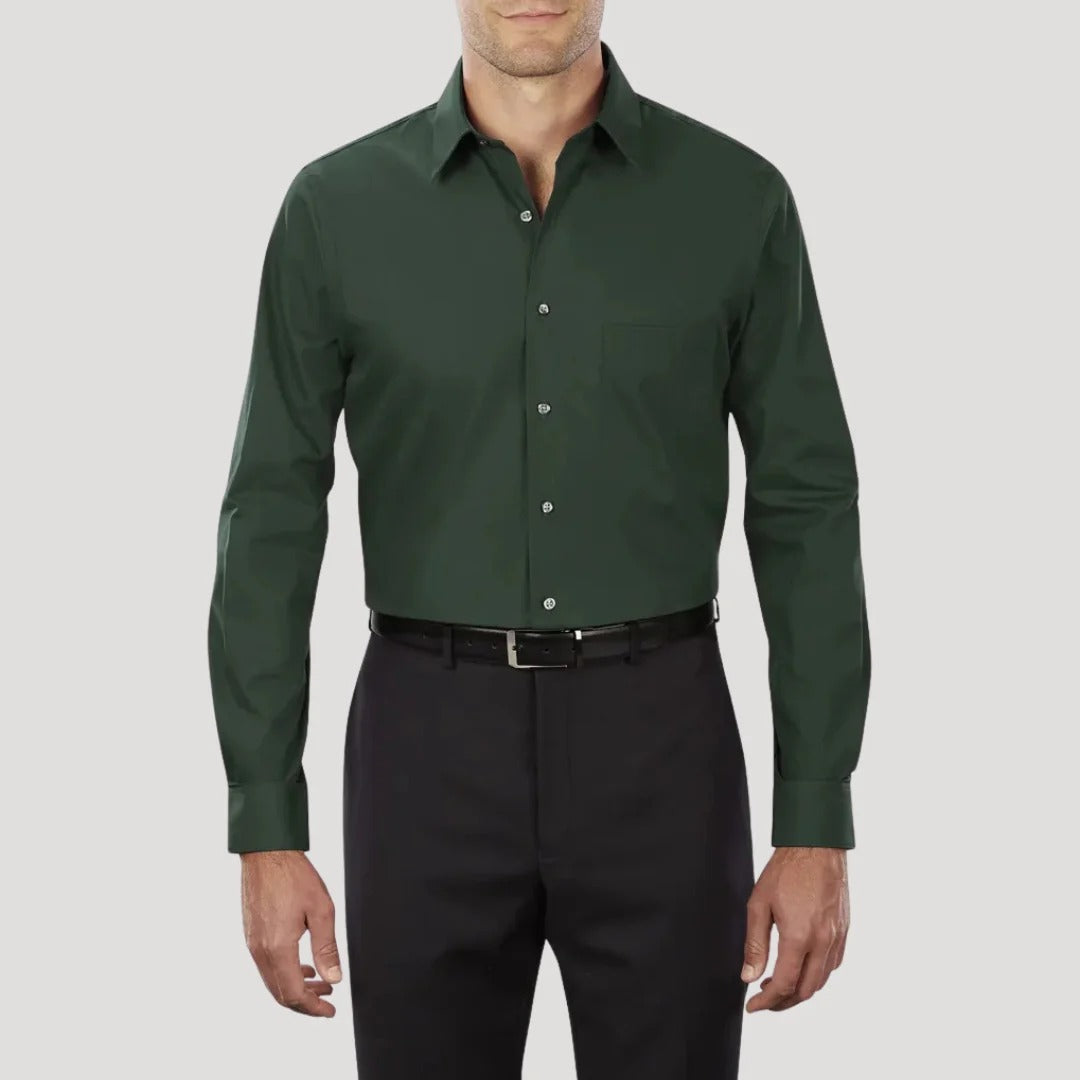 Slim fit herrskjorta med murarkrage, långärmad