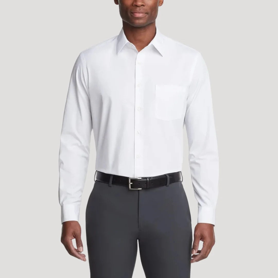 Slim fit herrskjorta med murarkrage, långärmad