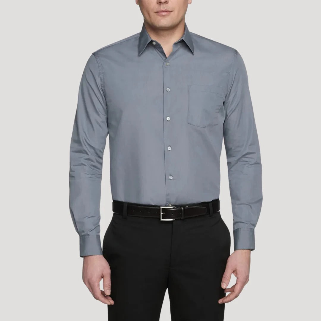 Slim fit herrskjorta med murarkrage, långärmad