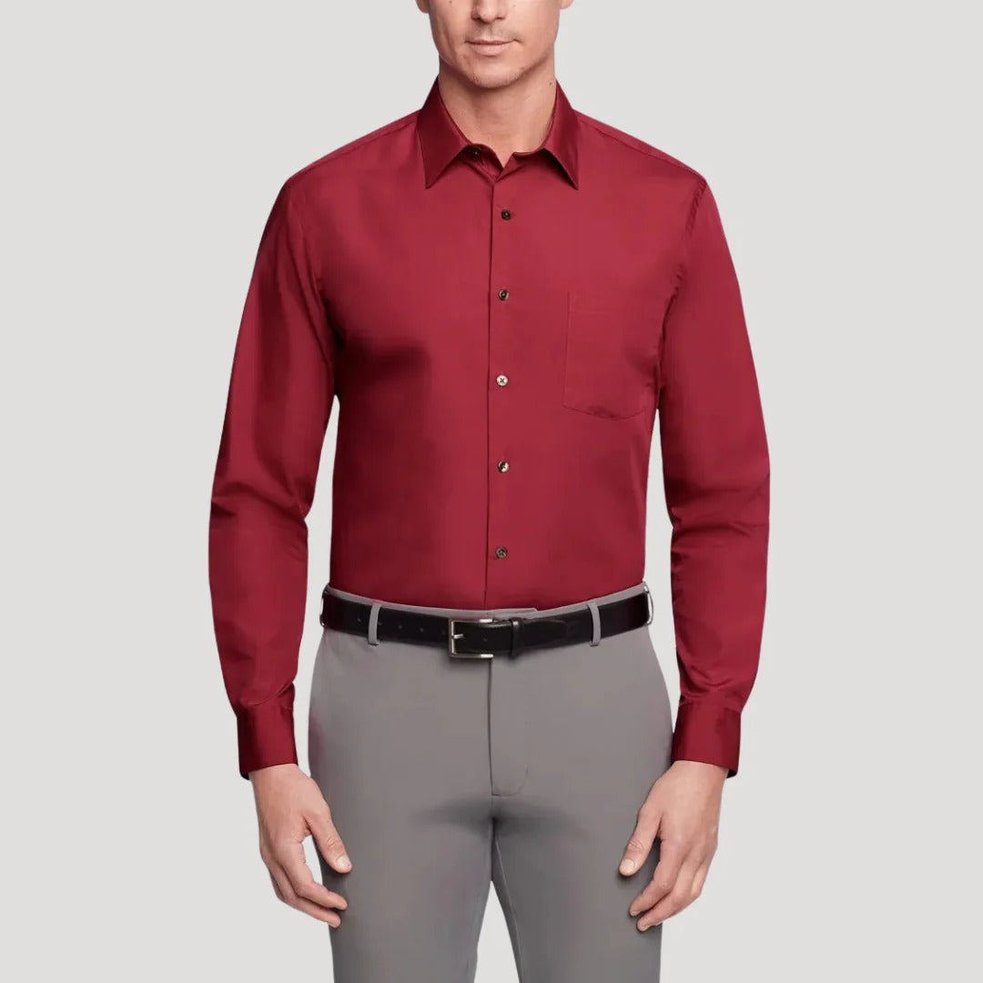 Slim fit herrskjorta med murarkrage, långärmad