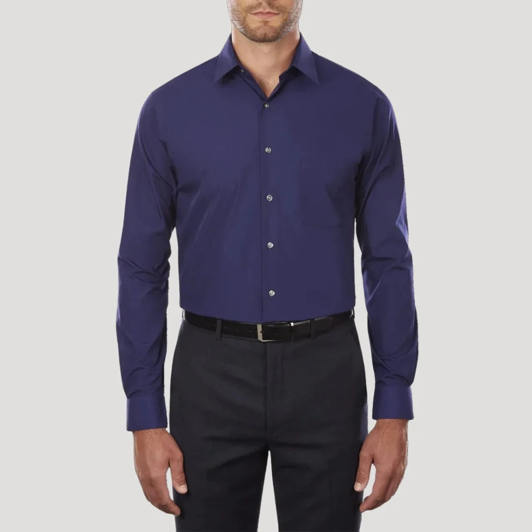 Slim fit herrskjorta med murarkrage, långärmad